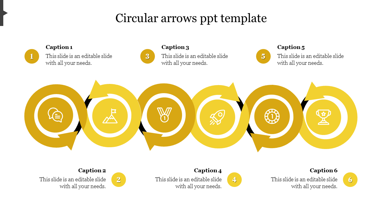 circular arrows ppt template-Yellow